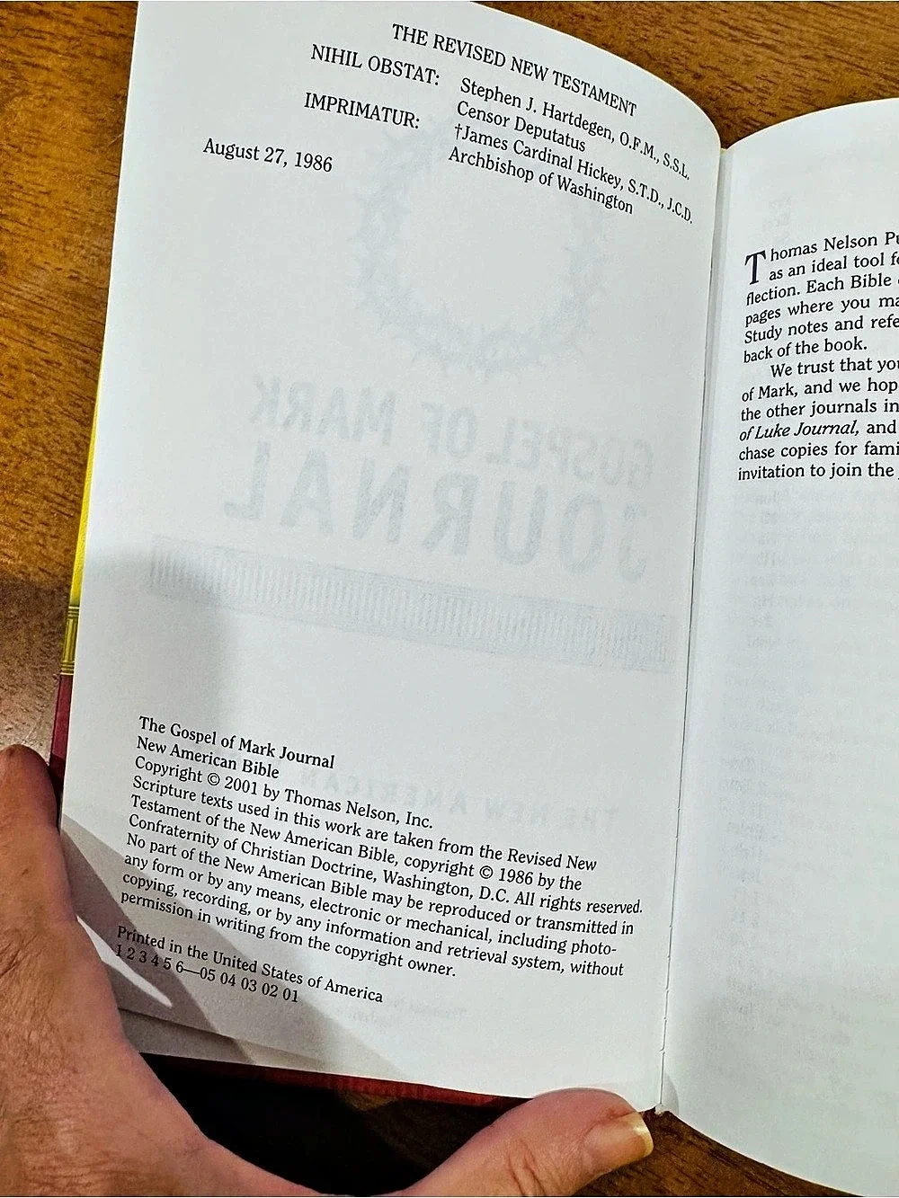 The New American Bible Gospel of Mark Journal Hardback